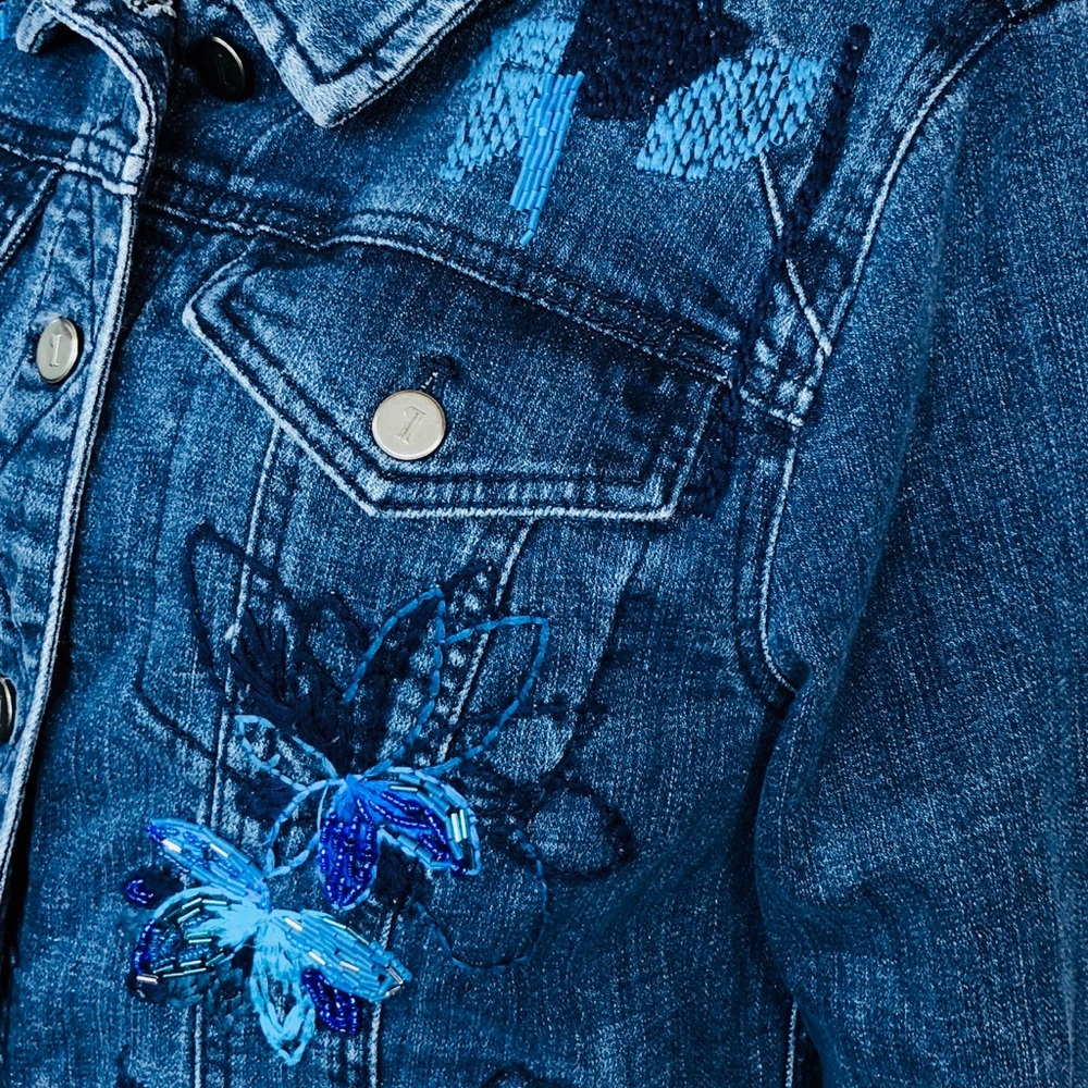Anthro Pilcro Sequined Denim Jacket Size XL - Picture 5 of 8